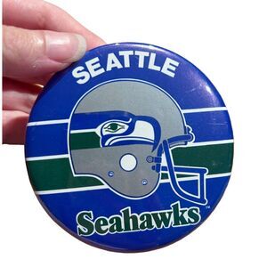 Vintage Seattle Seahawks Button Pin 80s Retro Super Bowl NFL